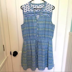 GAP Blue/White/Green Stripe Floral Dress | L